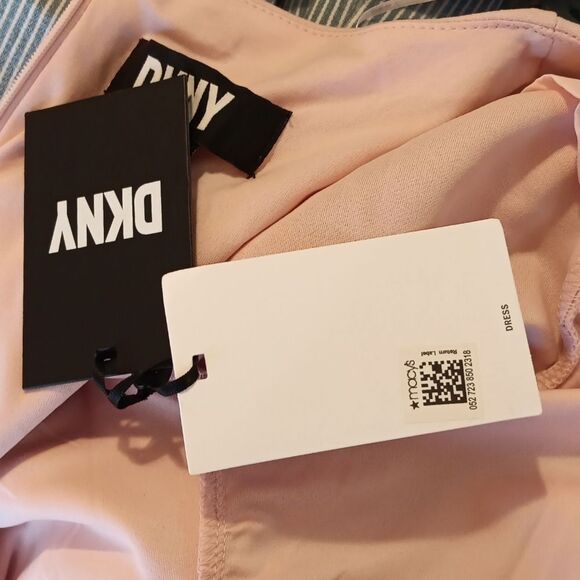 NWT DKNY Pink Fold-Over Neck, Fit and Flare Dress.Soft Girl,Old Money. Elegance - Picture 11 of 15